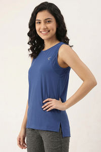 Zelocity Quick Dry Gym & Training Relaxed Tank Top - Dejavu Blue — thumbnail 3
